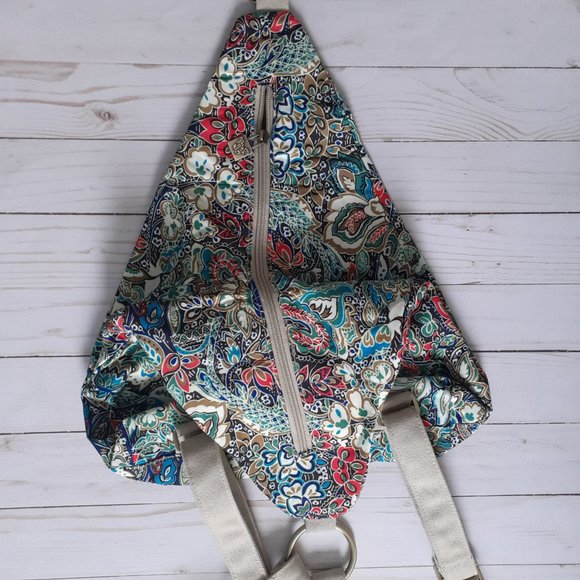 Black Butterfly Canvas Backpack in a Blue Floral Print - Picture 9 of 12